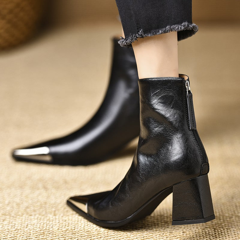 Sarah Express Pointed-Toe Chunky-Heel Ankle Boots
