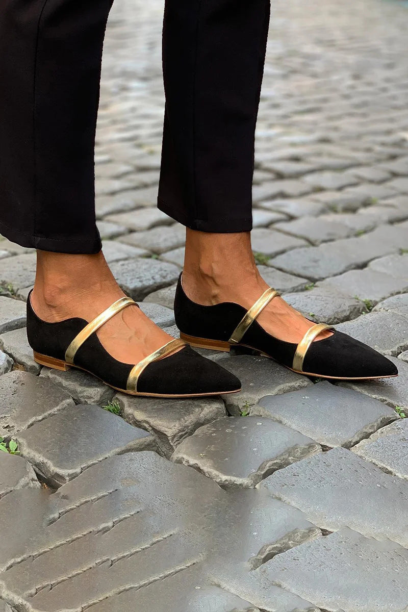 Sarah Express Pointed-Toe Suede Dress Shoes with Rhinestones Black
