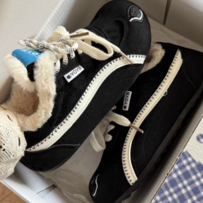 Sarah Express Dachshund Embroidered Plush Slip-On Sneakers