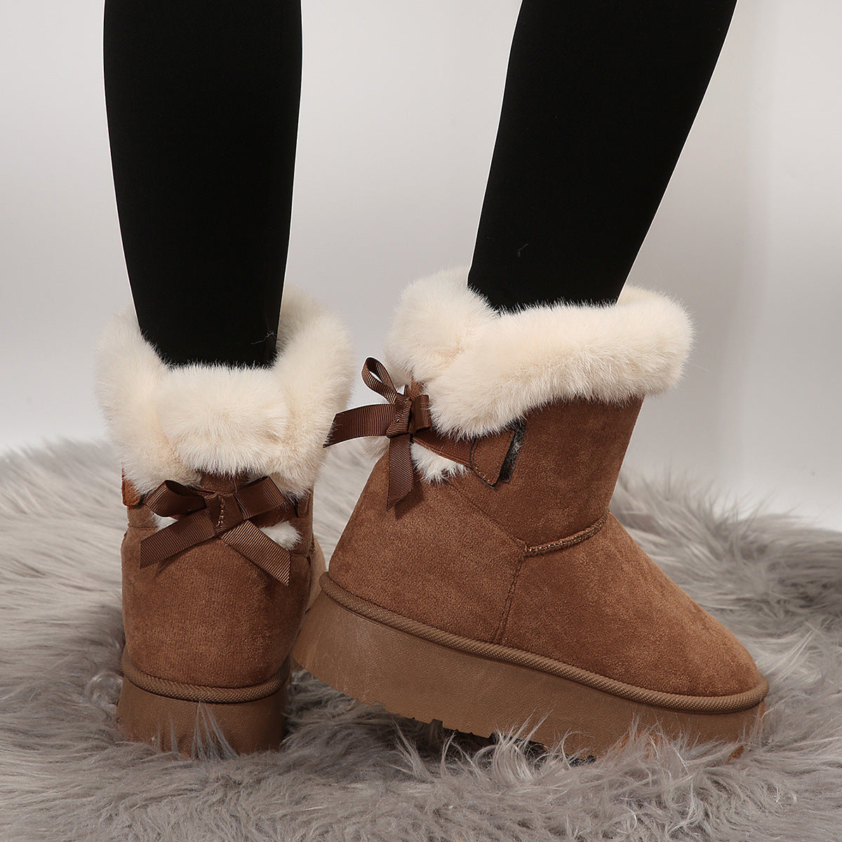Sarah Express Bow-knot Plush Lined Winter Ankle Boots