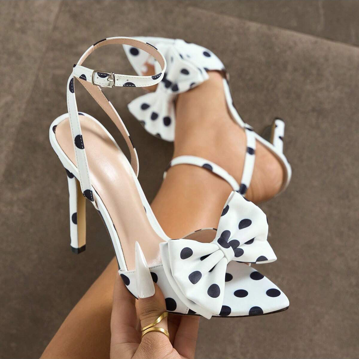 Sarah Express Polka Dot Bow Pointed Toe Heels