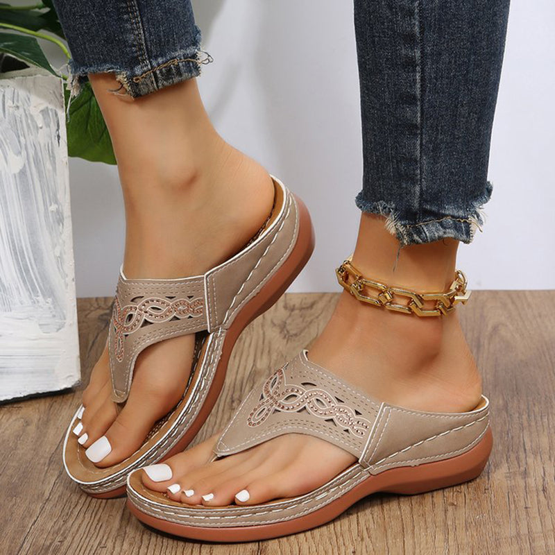 Sarah Express Rhinestone Wedge Platform Clip-Toe Sandals