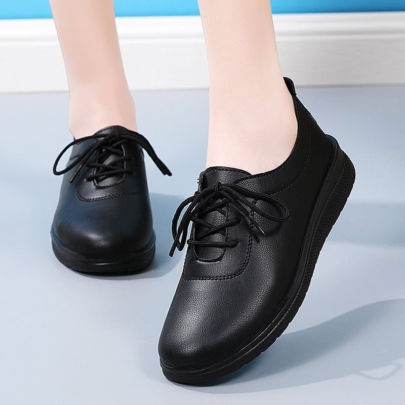 Sarah Express Lace-Up Soft Sole Commuter Flats Black