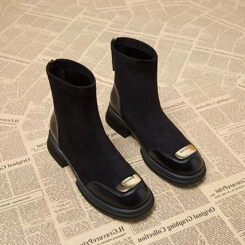 Sarah Express Women's Chunky Heel Martin Ankle Boots