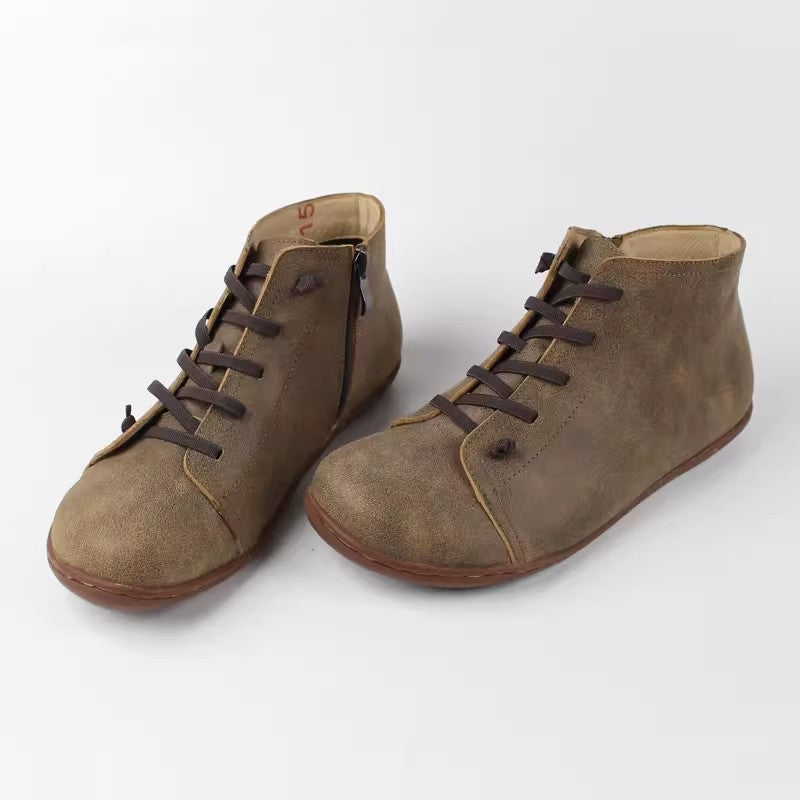 Sarah Express Cowhide Leather Mid-Calf Zipper Boots Wipe Gray