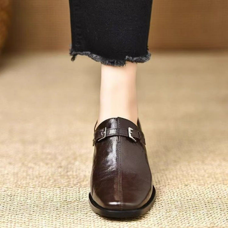 Sarah Express Square Toe Wedge Buckle Dress Boots