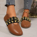 Sarah Express Round Toe Slip On Buckle Loafers Brown