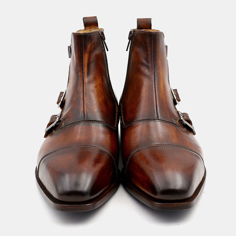 Sarah Express Handmade Leather Buckle Casual Boots