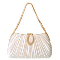 Sarah Express Pleated Satin Evening Clutch Bag Apricot