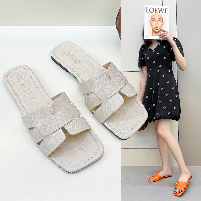 Sarah Express Casual Open Toe Flat Slide Slippers