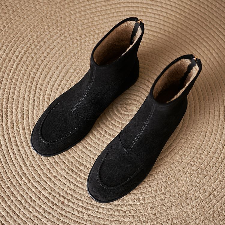 Sarah Express Fleece-Lined Suede Ankle Boots Black