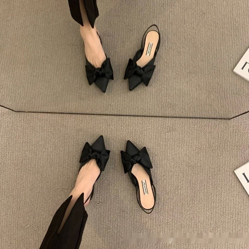 Sarah Express Pointed Toe Bow Embellished Slingback Sandals