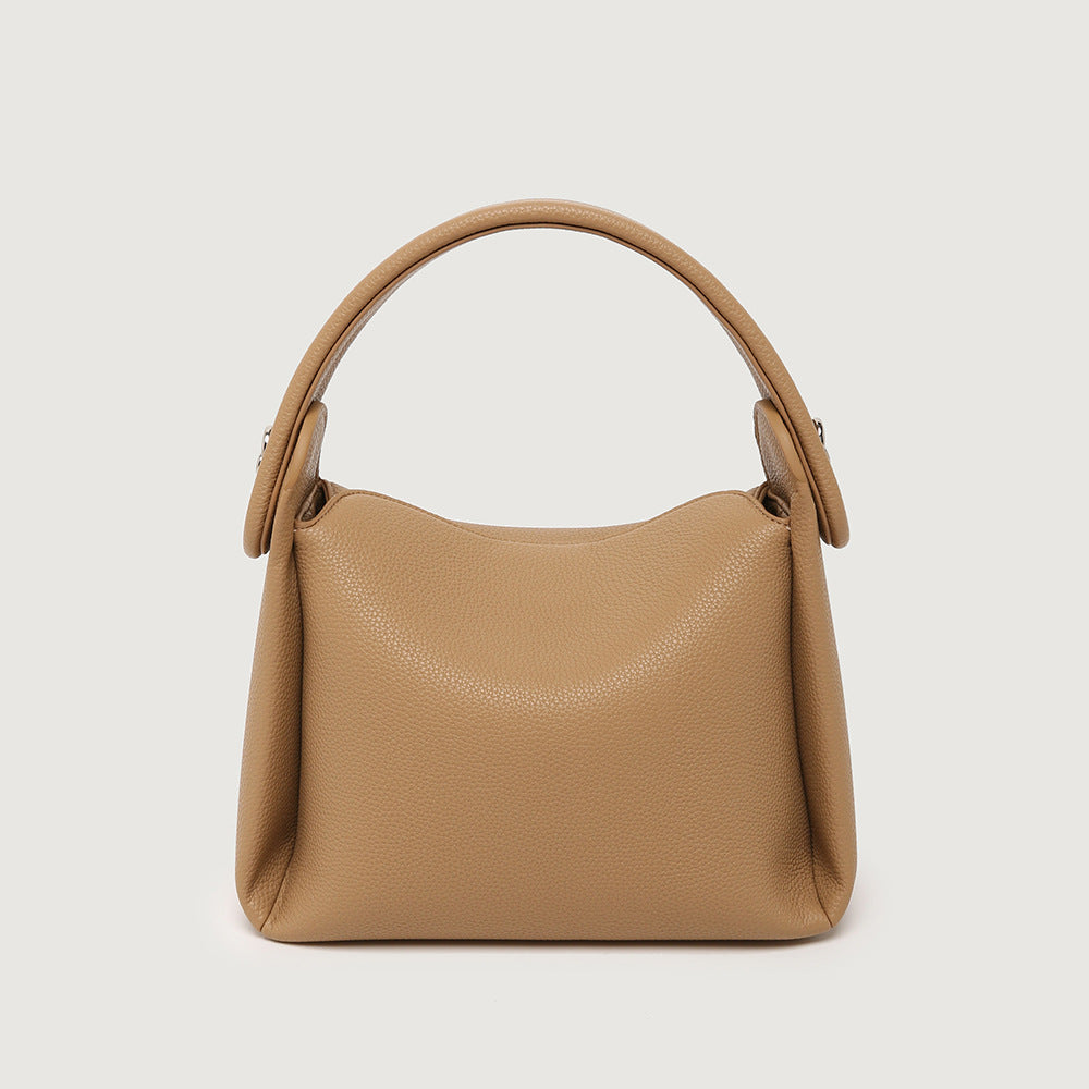 Sarah Express Genuine Leather Dumpling Shoulder Bag Milk Tea Color