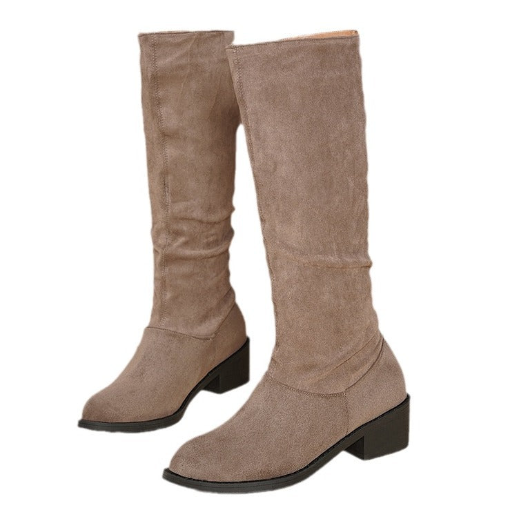Sarah Express Pointed Toe Chunky Heel Boots