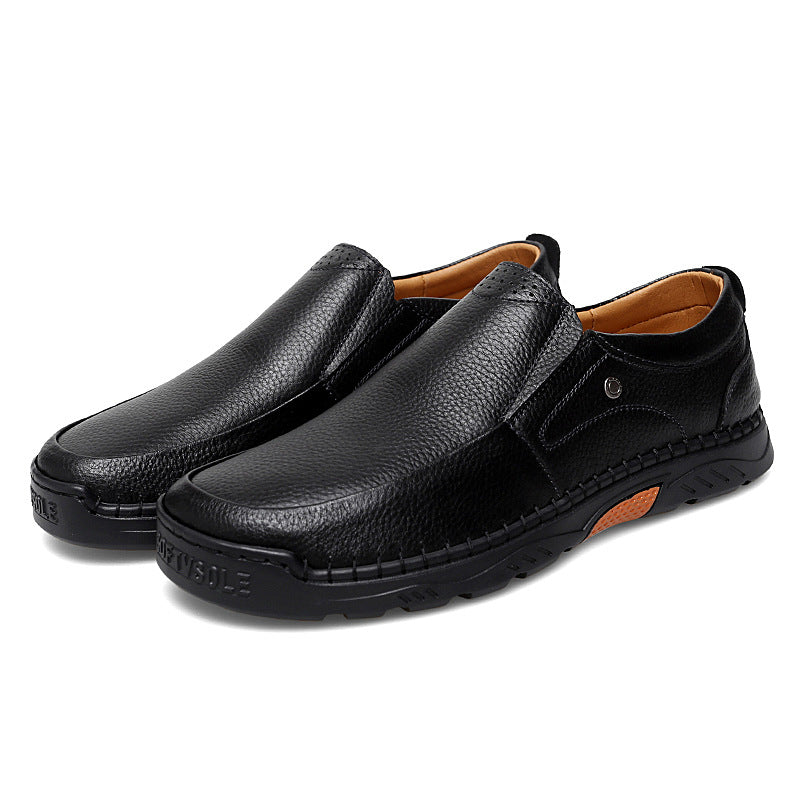 Sarah Express Men's Low-Top Slip-On Cowhide Casual Loafers