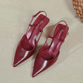 Sarah Express Pointed-toe Slingback Sandals with Buckle Wine Red