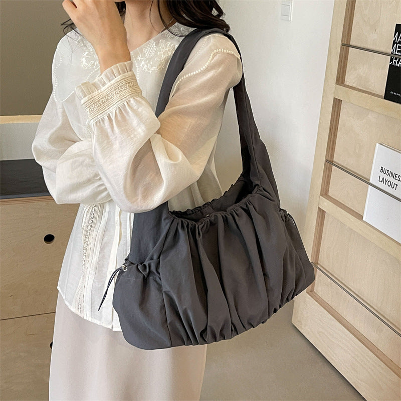 Sarah Express Ruched Canvas Tote Shoulder Bag