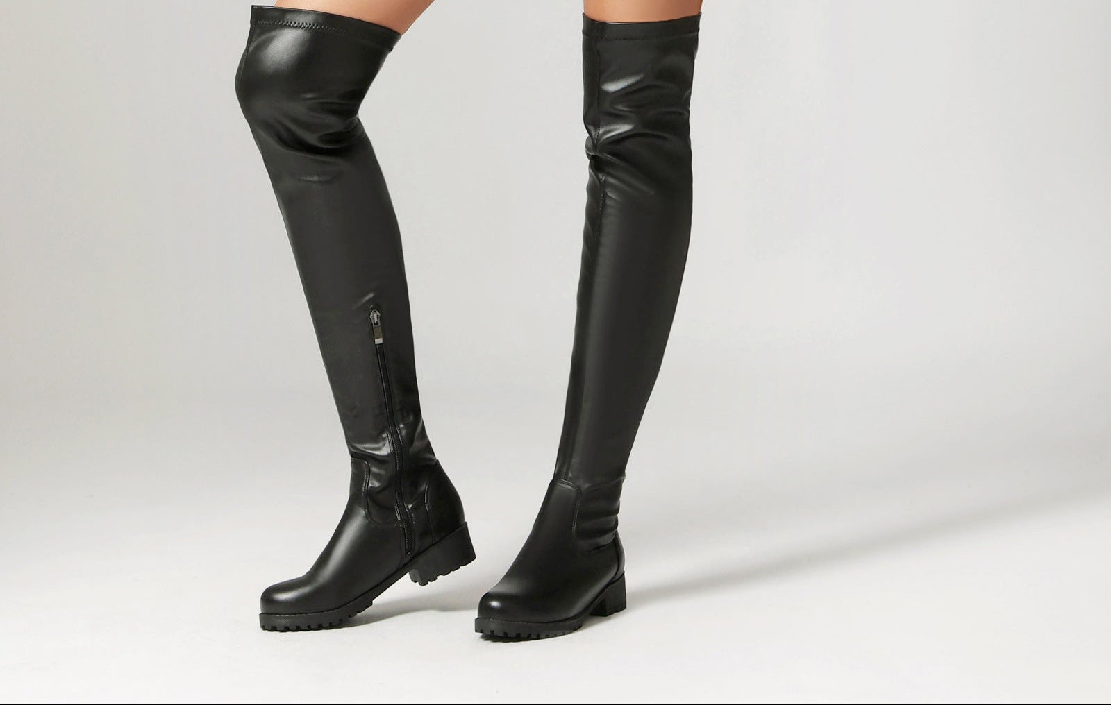 Sarah Express Stretchy Over-the-Knee Low Heel Boots