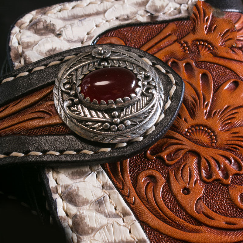 Sarah Express Tooled Leather Long Wallet With Buckle