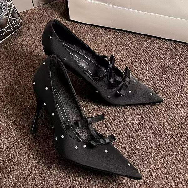 Sarah Express Rhinestone Bow Pointed Toe Stiletto Heels
