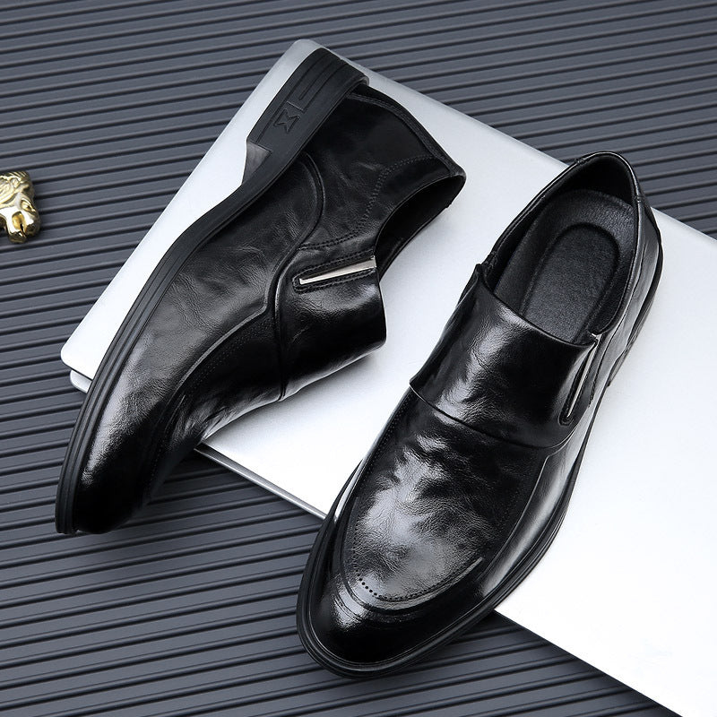 Sarah Express Men's Slip-On Cowhide Leather Dress Shoes