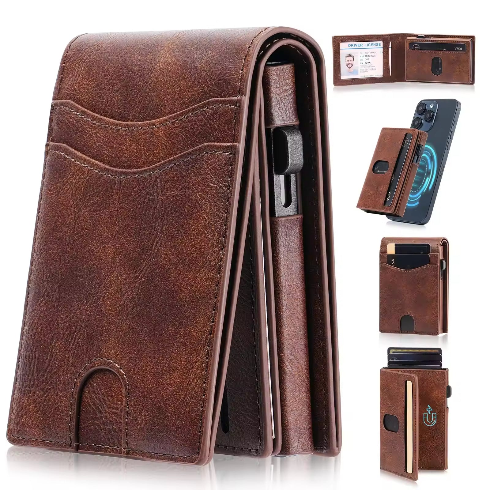 Sarah Express Magnetic RFID Blocking Leather Card Wallet