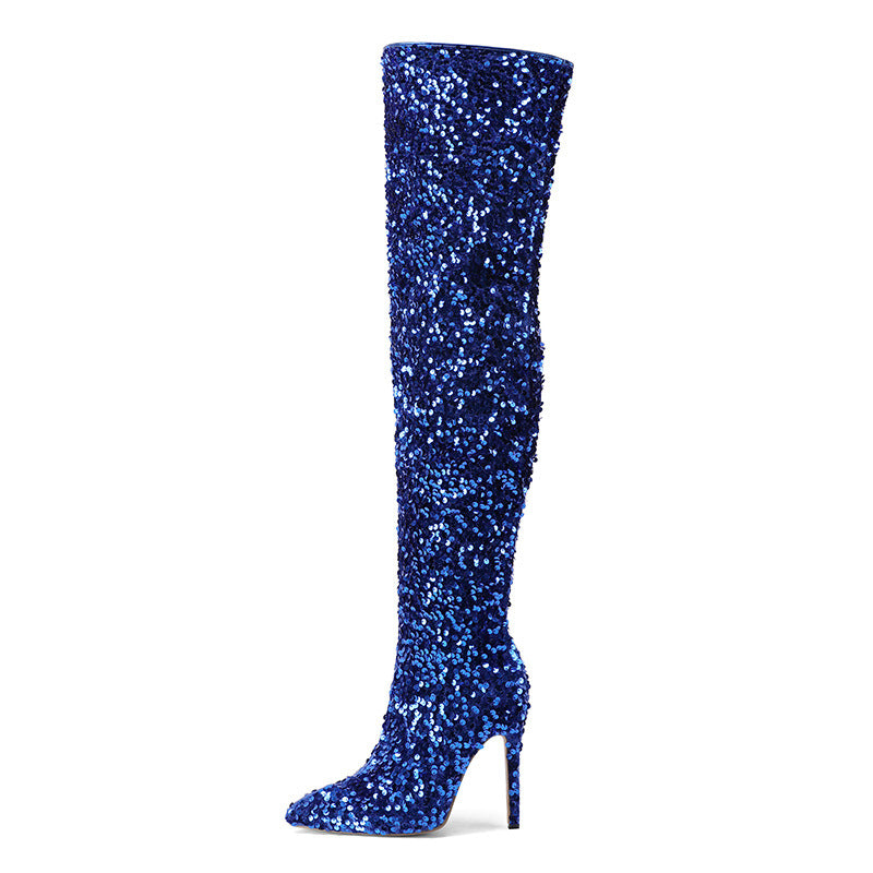 Sarah Express Sequin Over-the-Knee Stiletto Boots