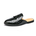 Sarah Express Men's Tassel Slip-On Brogue Mules Black
