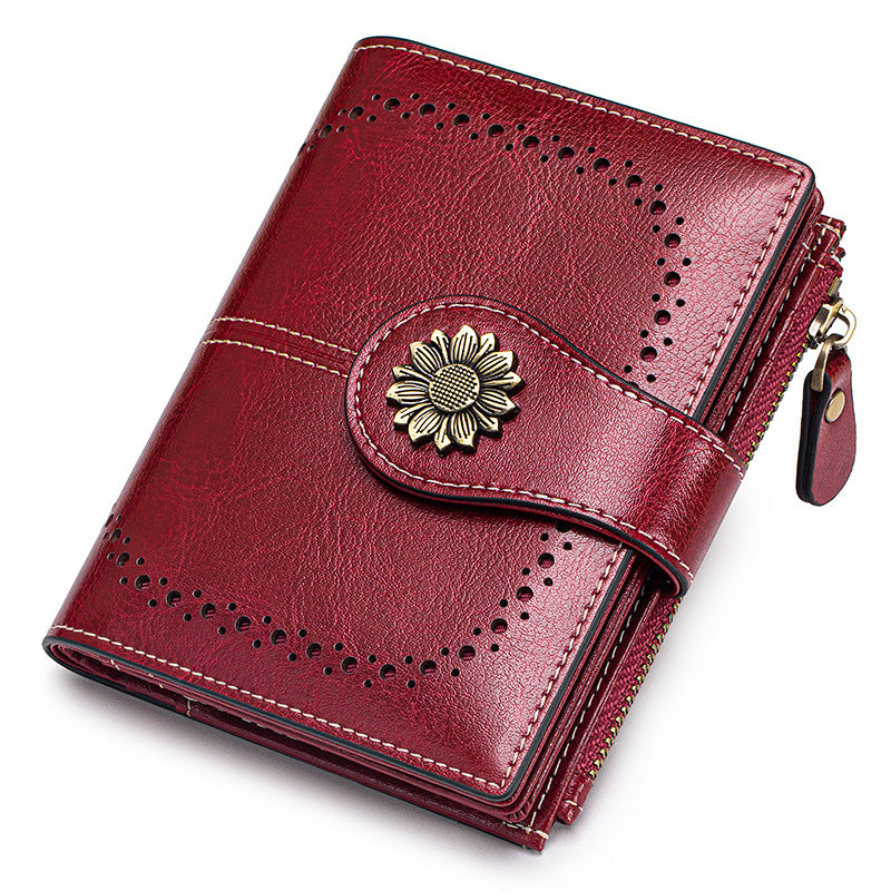 Sarah Express Anti-Theft RFID Blocking Leather Card Holder Wallet Red 64 Pattern