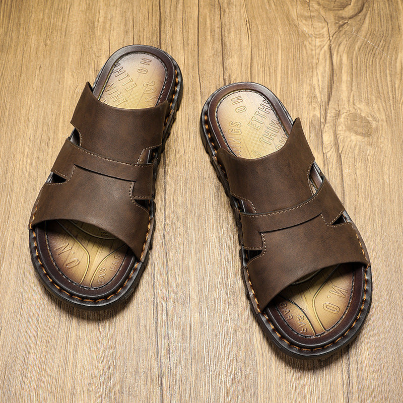 Sarah Express Handmade Microfiber Leather Men's Slip-On Slides
