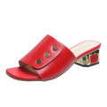 Sarah Express Women's Wedge Platform Slip-On Slides Red