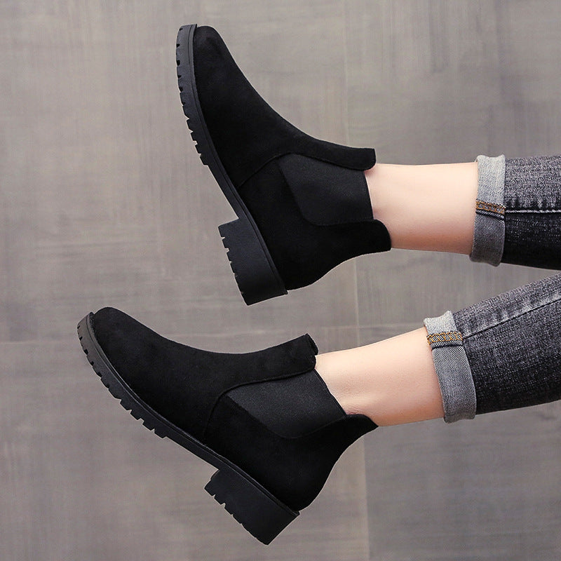 Sarah Express Red Chunky Heel Ankle Boots