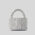 Sarah Express Beaded Acrylic Tassel Bucket Handbag Small Silver