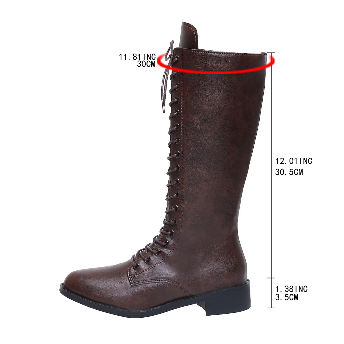 Sarah Express Women's Knee-High Lace-Up Round Toe Boots