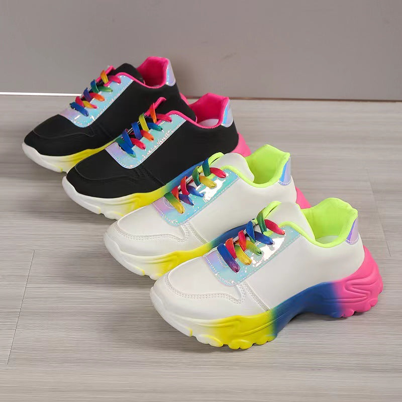Sarah Express Rainbow Gradient Lace-Up Women's Sneakers