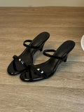Sarah Express Minimalist Kitten Heel One-Strap Sandals Black