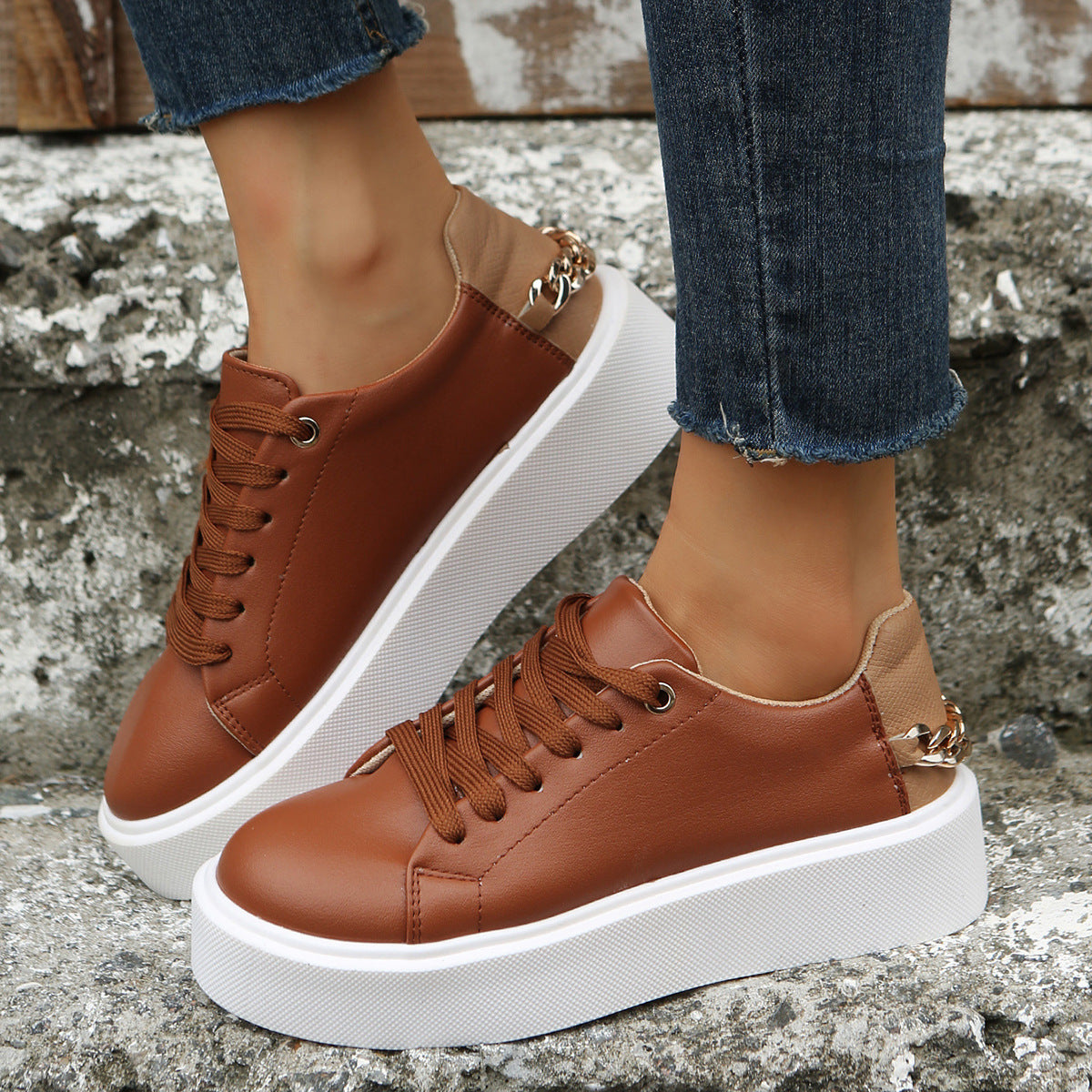 Sarah Express Casual Chain Detail Platform Sneakers