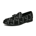 Sarah Express Men's Patterned Tassel Slip-On Flats Black