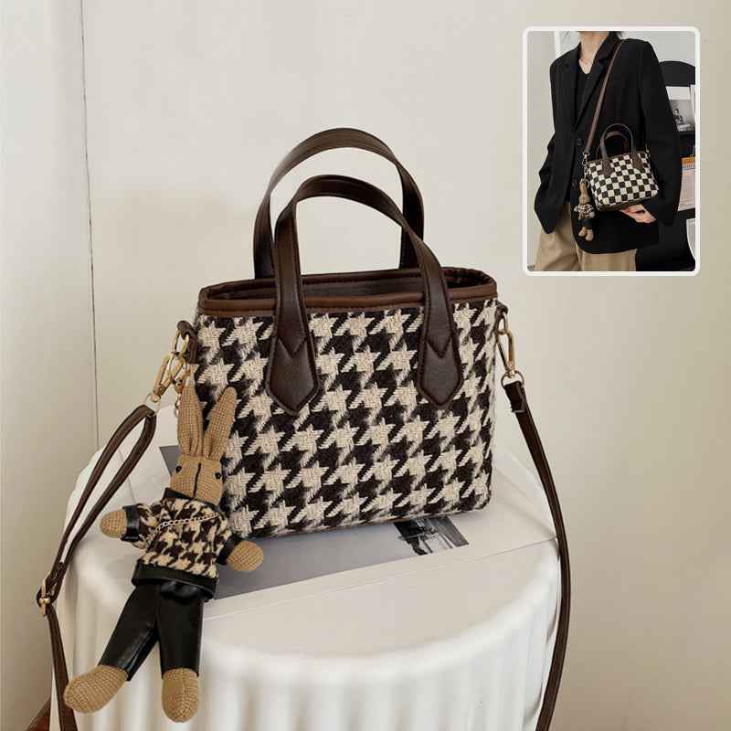 Sarah Express Houndstooth Structured Shoulder Messenger Bag