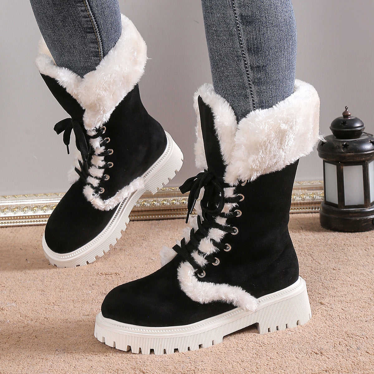 Sarah Express Fleece Lined Lace-Up Winter Snow Boots