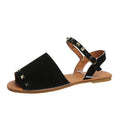 Sarah Express Women's Rivet Detail Flat Roman Sandals Black