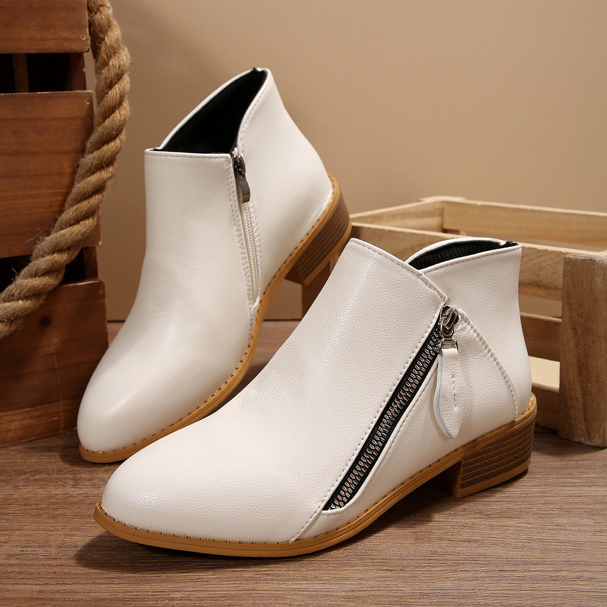 Sarah Express Pointed-Toe Chunky Heel Ankle Boots
