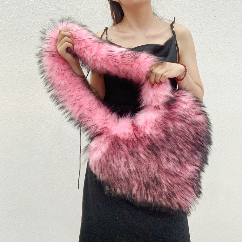 Sarah Express Plush Heart Shaped Shoulder Messenger Bag