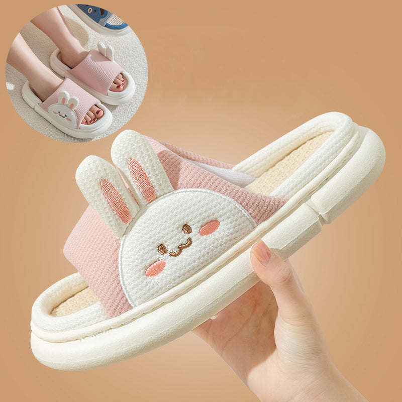 Sarah Express Unisex Rabbit Linen House Slippers