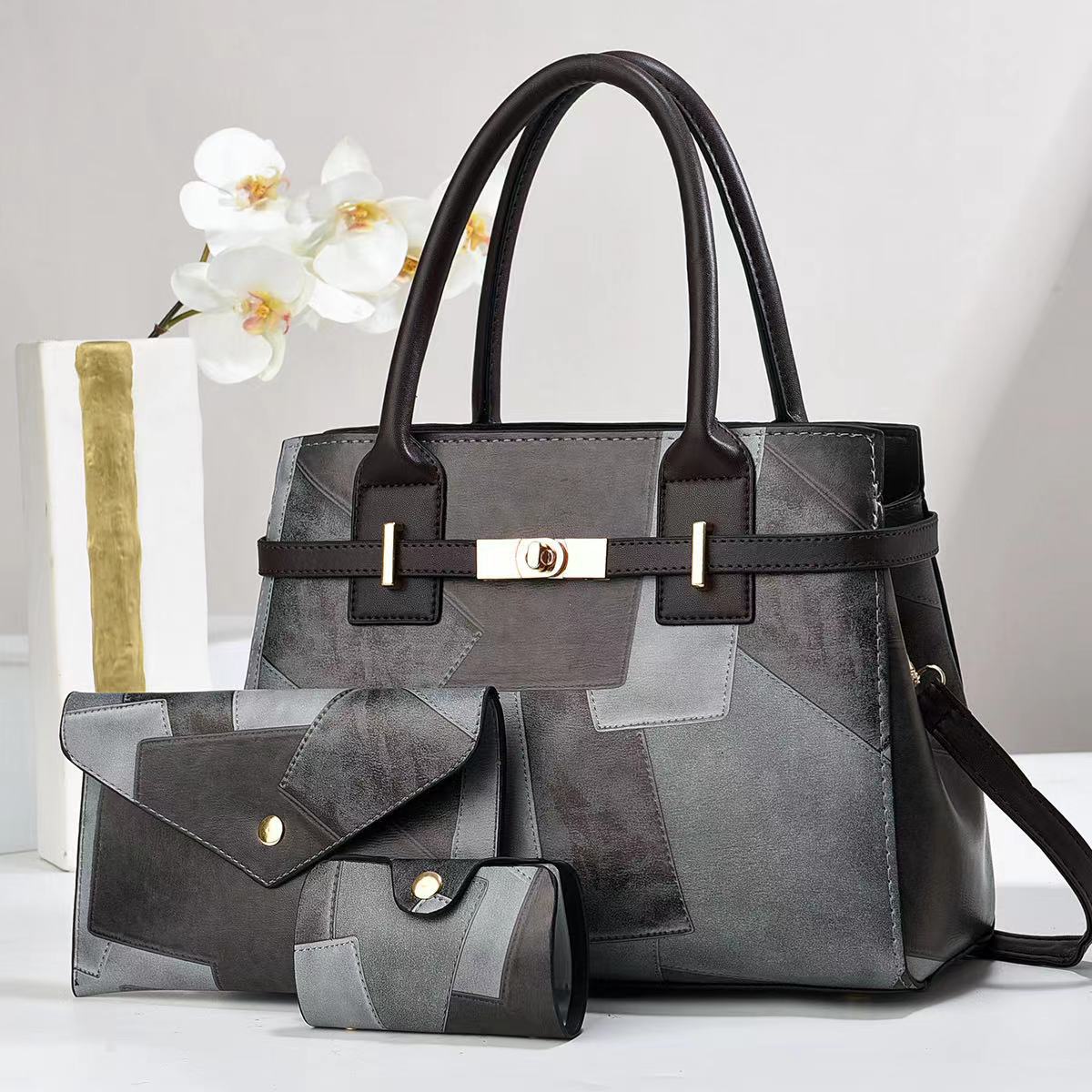 Sarah Express Three-Piece PU Leather Crossbody Bag Set Style 1 30X13X22CM