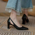 Sarah Express Chunky Heel Square Toe Commuter Pumps Black