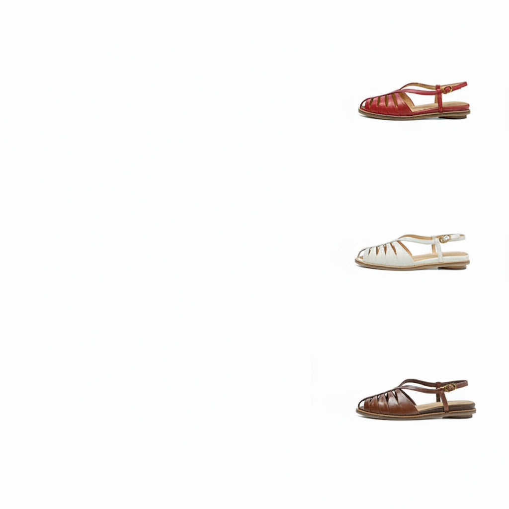 Sarah Express Full Grain Leather Woven Roman Sandals