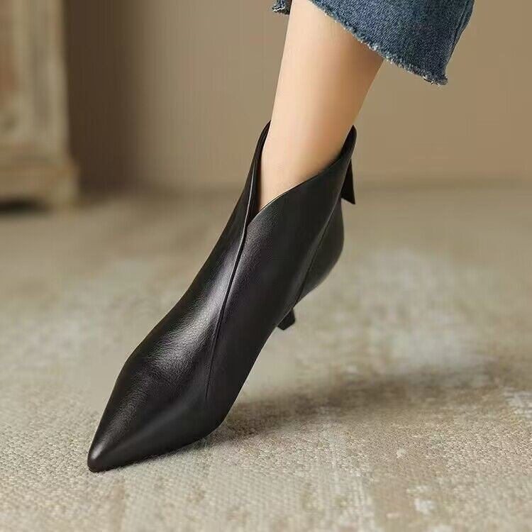 Sarah Express Pointed Toe Kitten Heel Ankle Boots