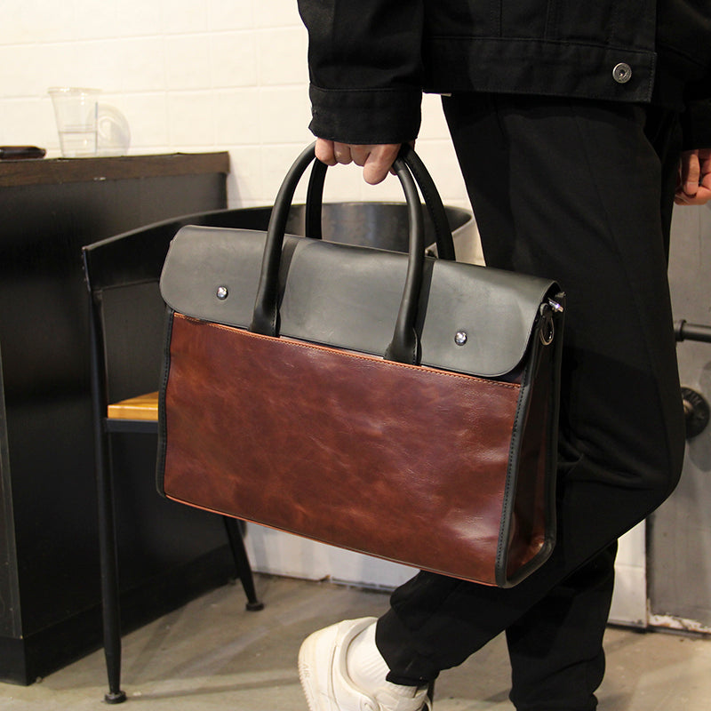 Sarah Express Unisex Business Briefcase Crossbody Handbag Brown