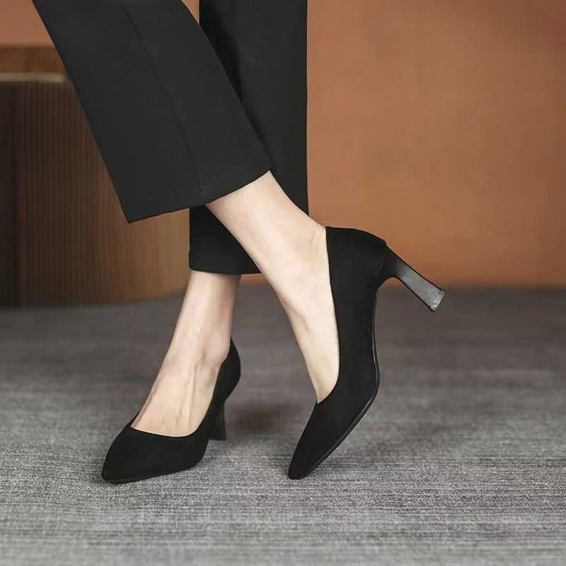 Sarah Express Pointed-Toe Stiletto High Heel Pumps Black 9cm
